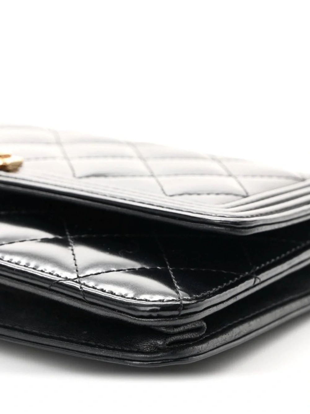 CHANEL Black Boy Quilted Leather Wallet on Chain with Gold Chain Strap